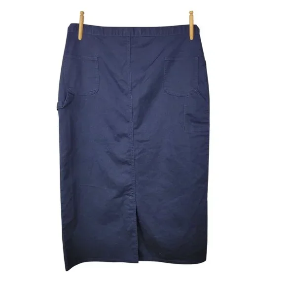 Dickies Chino Long Carpenter Skirt Size 21 16 XL Navy Blue Slit Modest Uniform - Picture 4 of 8